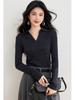 Superfine 120S Wool Slim-Fit Solid V-Neck Women's Long-Sleeve Knitted Top for Spring