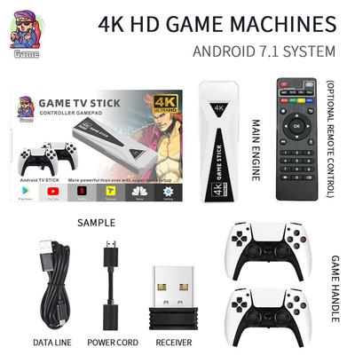 GT68 Wireless Video Game Console, 4K HDMI TV Output, with Dual 2.4G Wireless Controller, 64G/128G Version Retro Game Stick