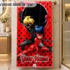 Beach TowelMiraculous Ladybug Custom Name Text Personalized Soft Towel for Beach Pool Indoor Home Decor Gift