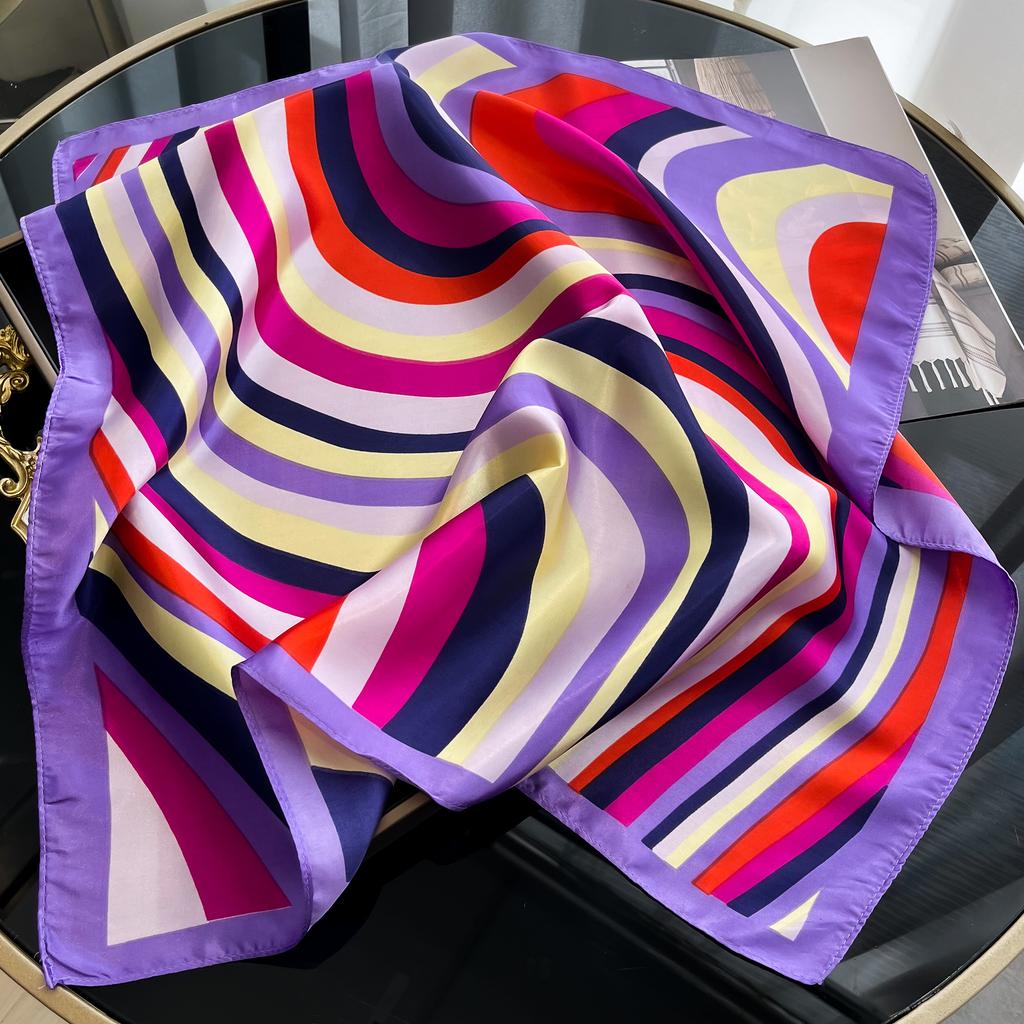 2025 New Luxury Square Silk Scarf for Women Hijab Hair Bands Neckerchief Female Satin Shawl Ribbon Headband Neck Fashion Bandana