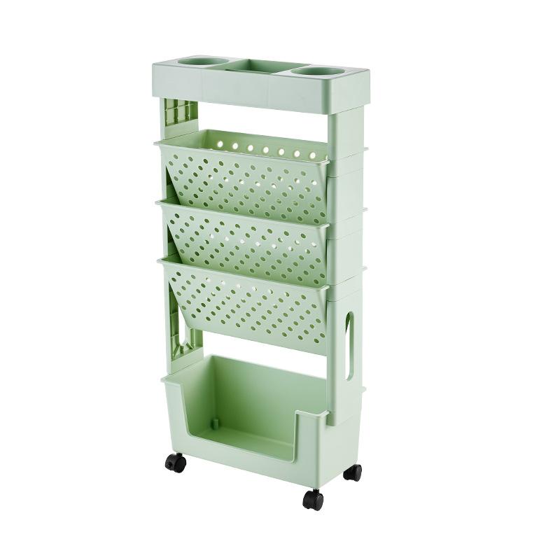 5 Layers Movable And Detachable Bookshelf Storage Rack With Wheels Space Saving Rack Magazine And Snack Storage Rack
