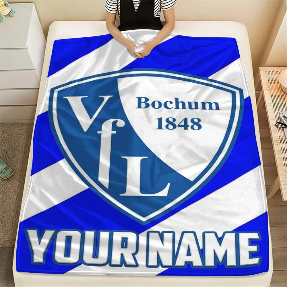 1PC Custom Name VFL Bochum Patterned Flannel Blanket Suitable For All Seasons for Home Decor Warmth and Comfort Gifts Holiday Present