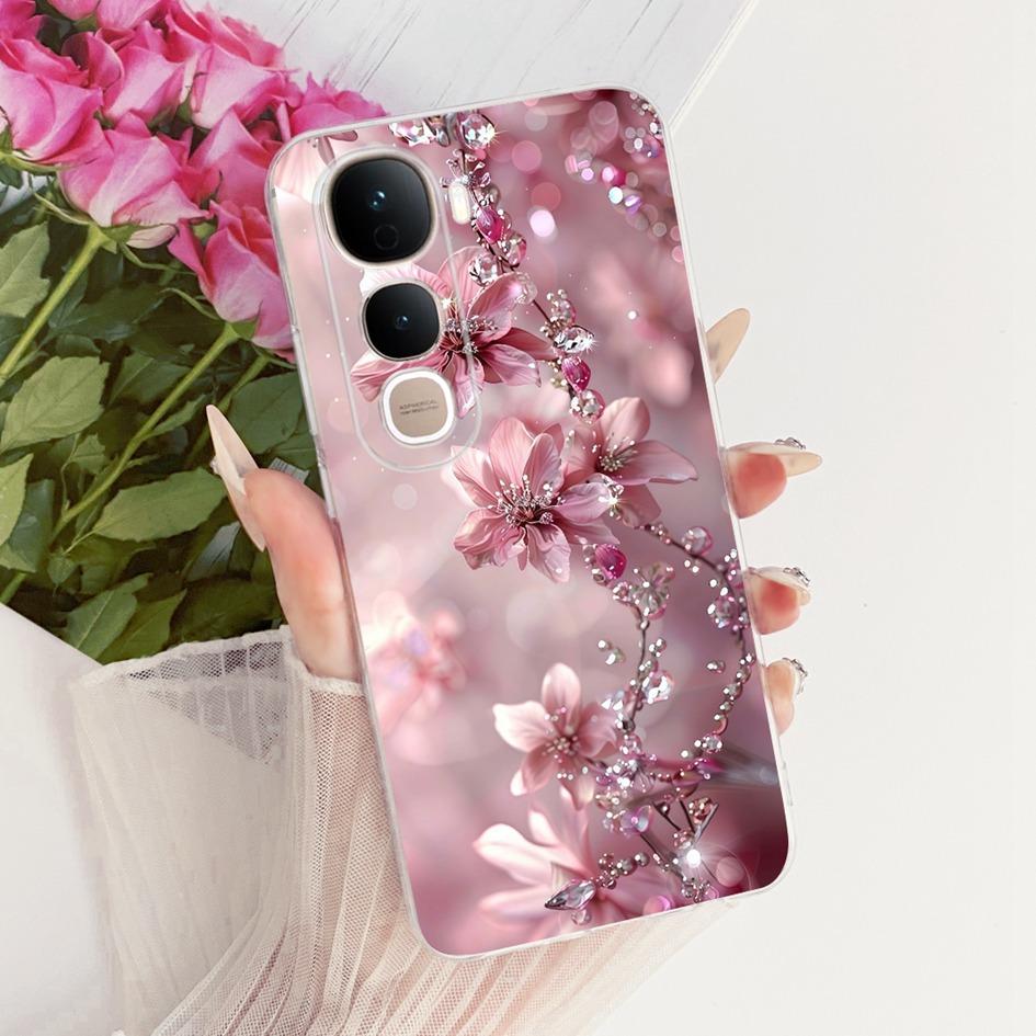 For Vivo Y400 5G Case V2506 New Fashion Flower Cover Transparent Silicone Slim Soft Phone Cover For Vivo Y400 Pro Y400Pro Bumper