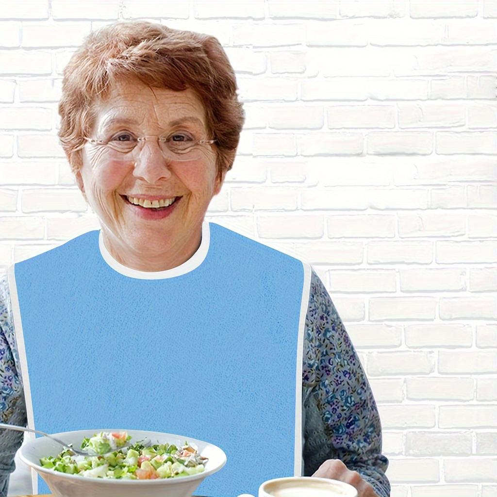 1 Stück hellblaue Erwachsenen-Lätzchen - Verstellbar & maschinenwaschbar - Hochwertige Lätzchenschürzen mit Klettverschluss, Langlebig für Pflegeheime