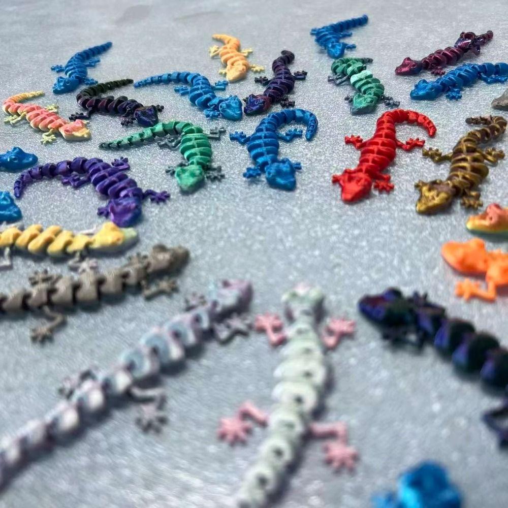 20Pcs Creative 3D Printed Gecko Model Lifelike Movable Joints Animal Model Indoor Decoration