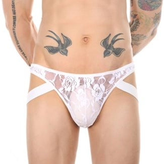 Lace Jockstrap White - NoGenderWear - Men's String
