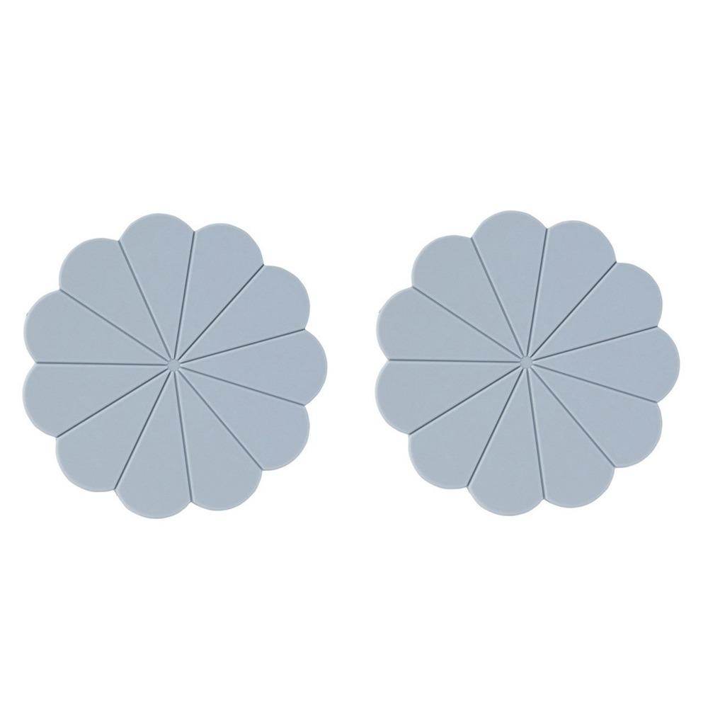 2PCS Food Grade Flower Shaped Silicone Mat Anti Scalding Table Mat Pot Holder Kitchen Use синий