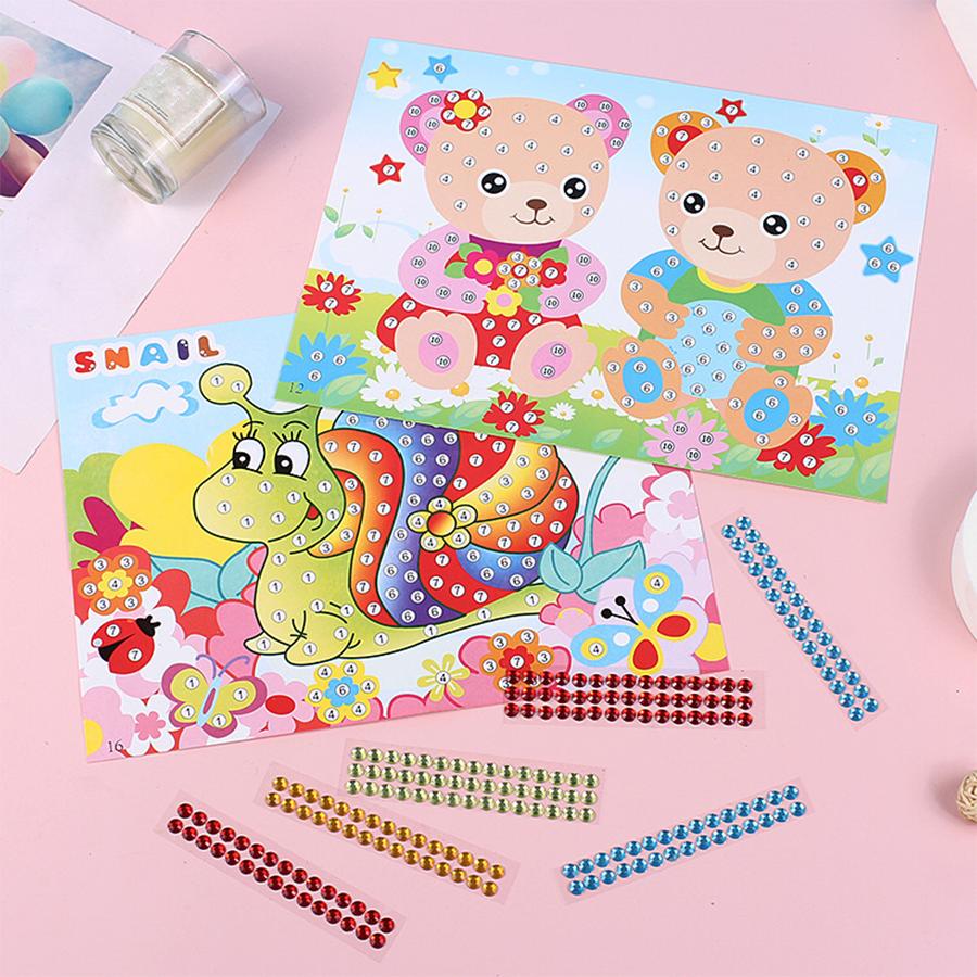 5/8/13pcs Cartoon Painting & Acrylic Crystal Colored Diamond Stickers Handmade DIY Art Birthday Gift Entertainment Supplies XJM