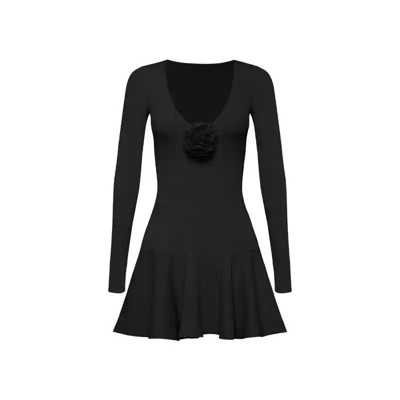 

3D Цветочный комбинезон с V-образным вырезом, с нагрудными подушечками и неровным подолом – Приталенное платье для йоги и тенниса для женщин Medium