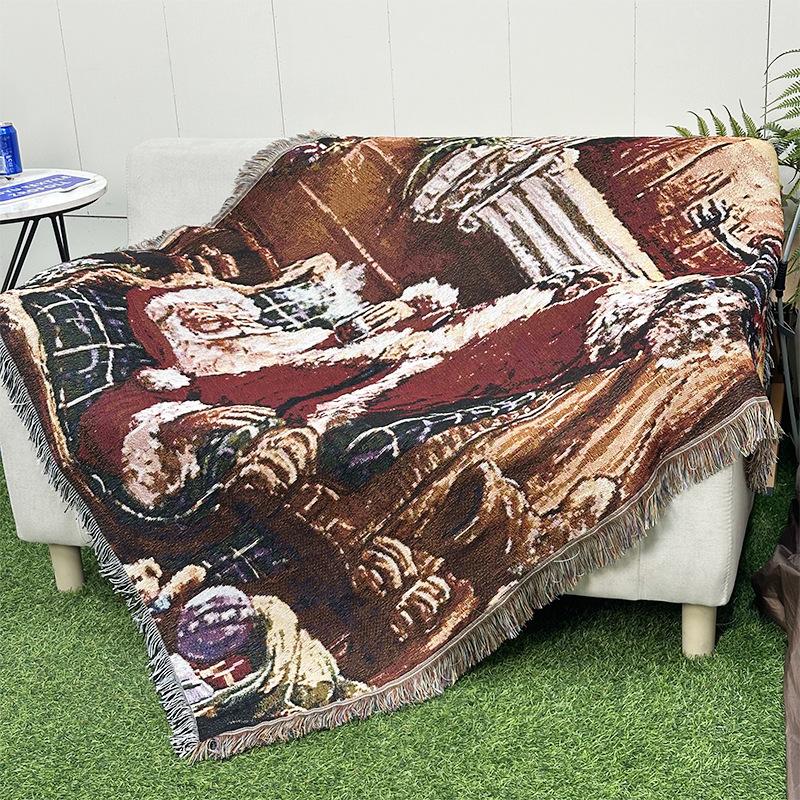 Decorative Blanket Jacquard Tapestry Christmas Bell Sofa Towel Wire Blanket Dustproof Full Cover Sofa Blanket