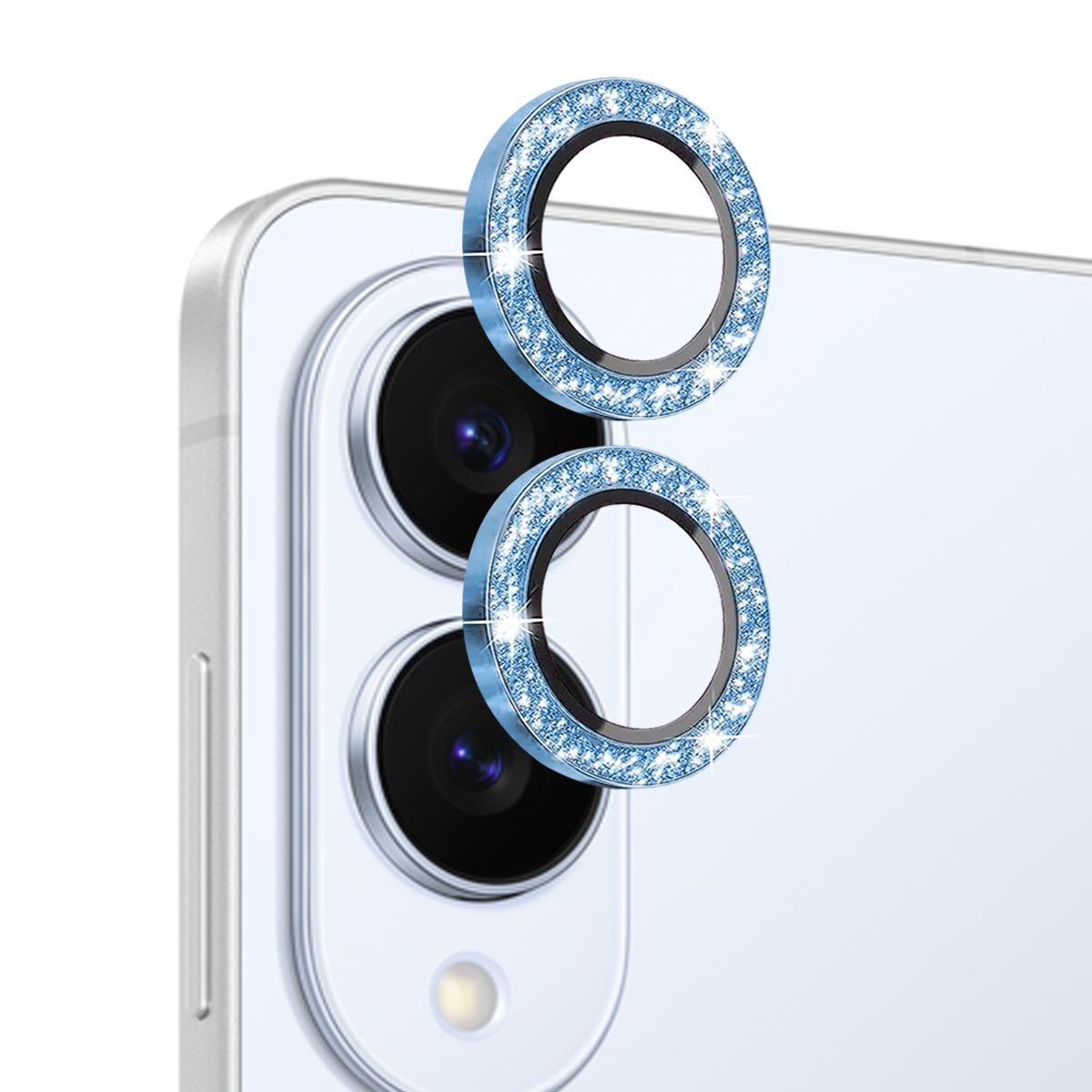 

NORTHJO 1 Set For Samsung Galaxy S25 Edge Camera Lens Film Tempered Glass+Metal Glitter Rear Lens Protector Blue