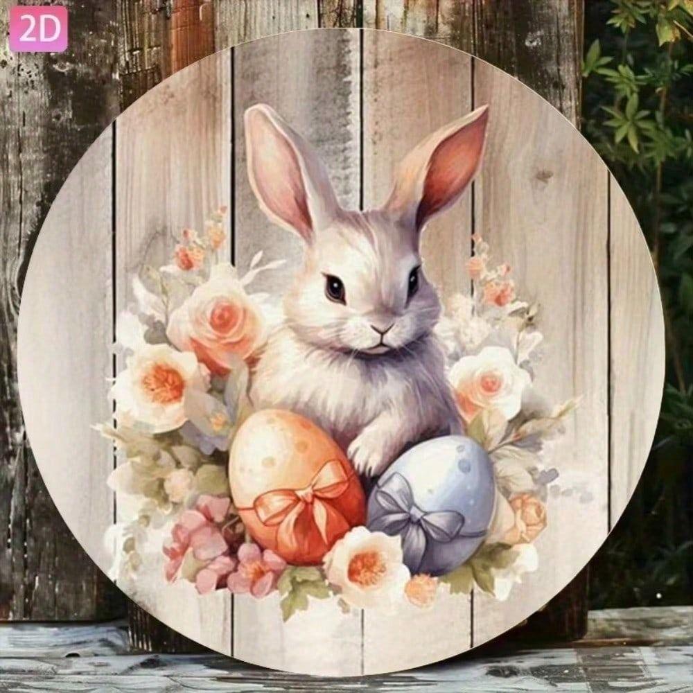 Metal Wall Art Easter Bunny Vintage Poster for Garden Decor