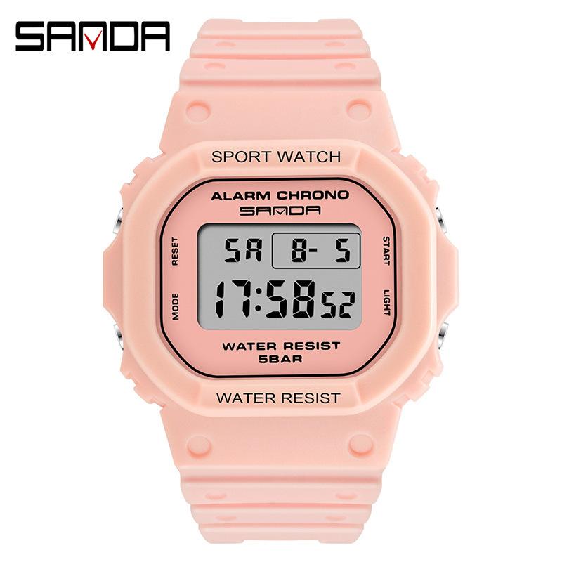 Sanda Square Single Display Movement Electronic Watch Multi-Function Luminous Waterproof Outdoor Sports Student Watch