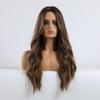 Long Brown Ombre Synthetic HairTypeWigs for Women Hair Wavy Middle Part Female Cosplay Party Daily UseHeat Resistant