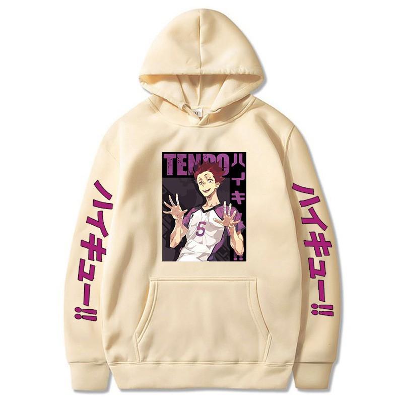 Unisex Oversized Hooded Sweatshirt With Fleece Lining Anime Volleyball Theme Comfort Fit Winter Casual Wear