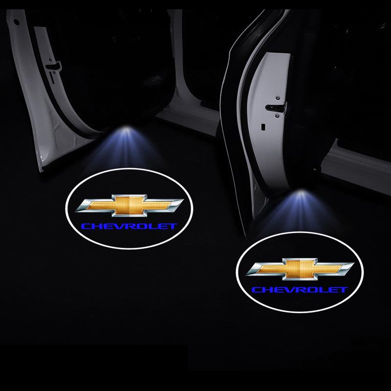 2Pcs LED Welcome Light Car Door Projector Lamps Car Accessories for Chevrolet Metal Vehicle Monza Cruze Crvalier Malibu Captiva