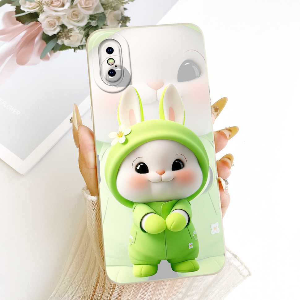 For IPhone XS Max Case Candy Art Rabbit Painted Coque Soft Phone Case For IPhone XSMax XS Max A1921 A2101 A2102 Back Cover