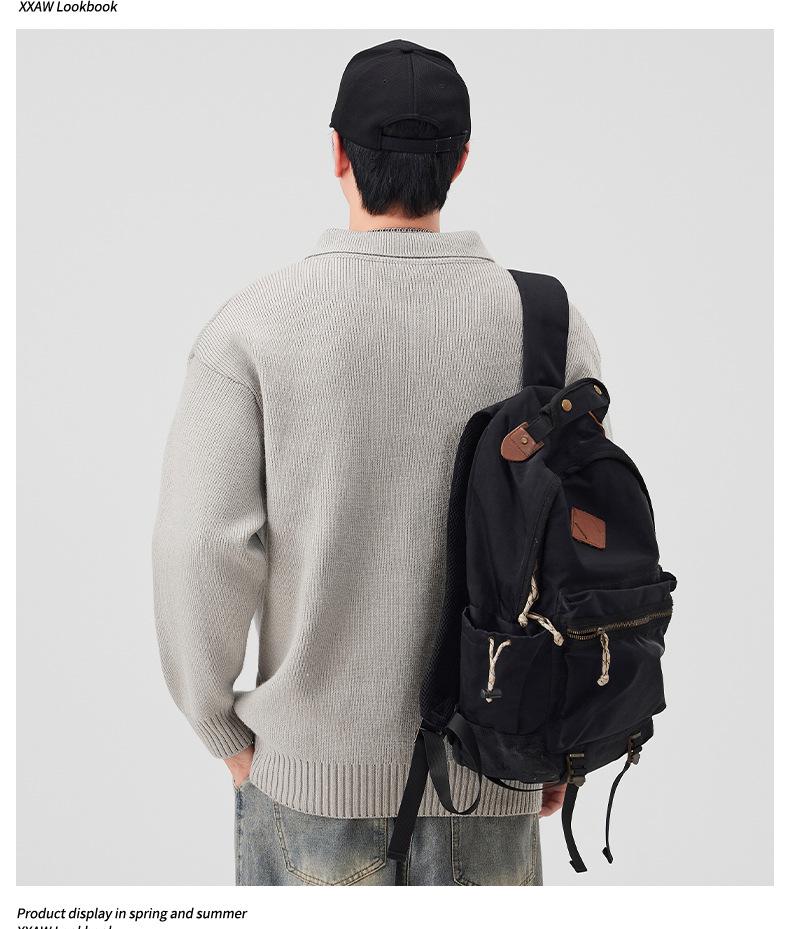 Mu Yuan Unisex American Cleanfit Polo Collar Sweater - Casual, Loose, Versatile Knitwear for Men