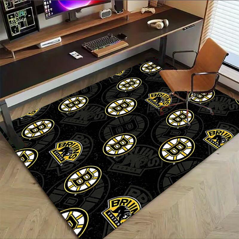 1PC Boston Bruins Non-Slip Floor Carpet Compatible for Office&Living Room&Bedroom&Dining Room - Flat - Weave Machine-S0399
