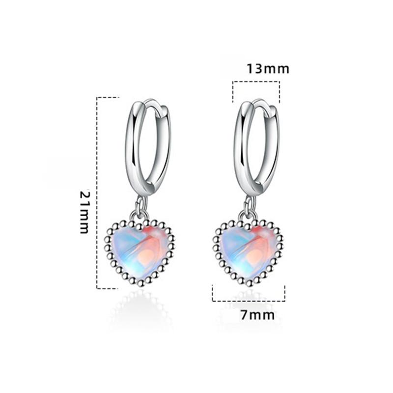 Cercei de dragoste romantici și colorați pentru femei, la modă și plin, în formă de inimă, cataramă pentru ureche de piatră de lună