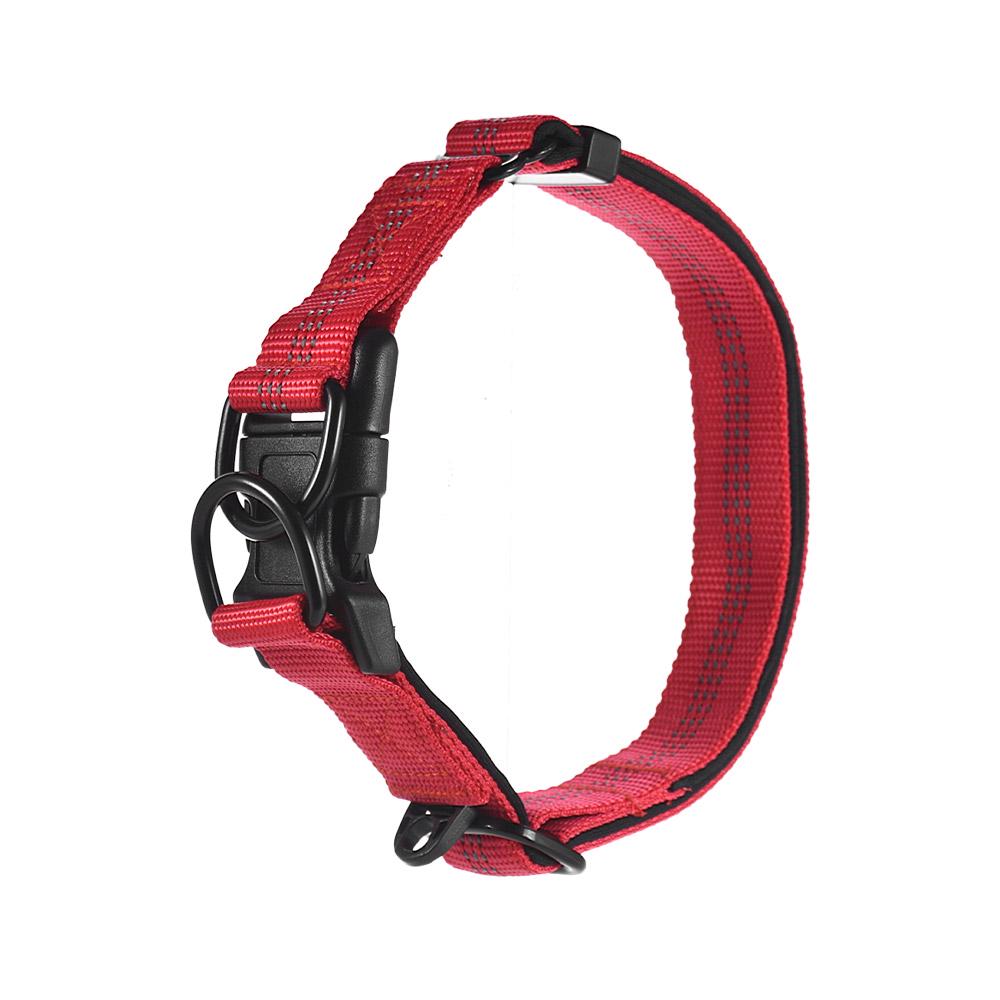 Strong Durable Dog Collar Dual D ring Nylon Length Adjustable Reflective Strips Comfortable Neck Pet Collars for Large
