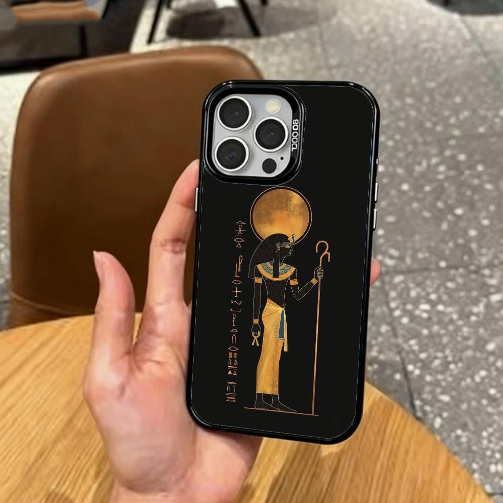 COOL A-Ancient E-Egypt Art Phone Case For iPhone17,16,15,14,13,12,11 Plus,Pro Max Colored Silver Plated Inside Cover