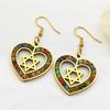 Heart Hexagram Star of David Je Earring for Women Rhinestone Stainless Steel Gold Color Amulet Drop Earrings Jewelry E6474S0
