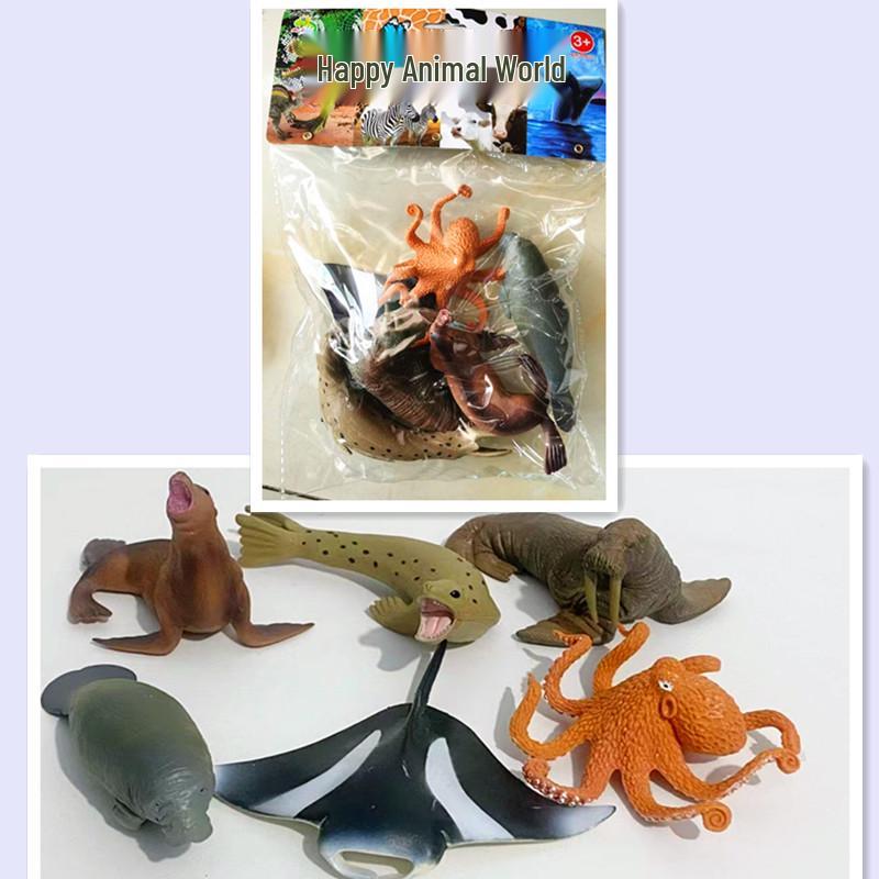 Kids' Soft Rubber Sea Animal Play Set: Turtle, Octopus, Seahorse, Shark