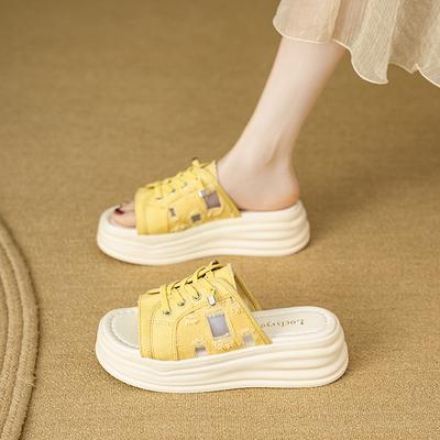 Fashion Thick-Soled Cool Slippers Womens 2025 Summer New Fashion Thick-Soled Heightening Casual Sandals Outside Casual Beach Shoes Women