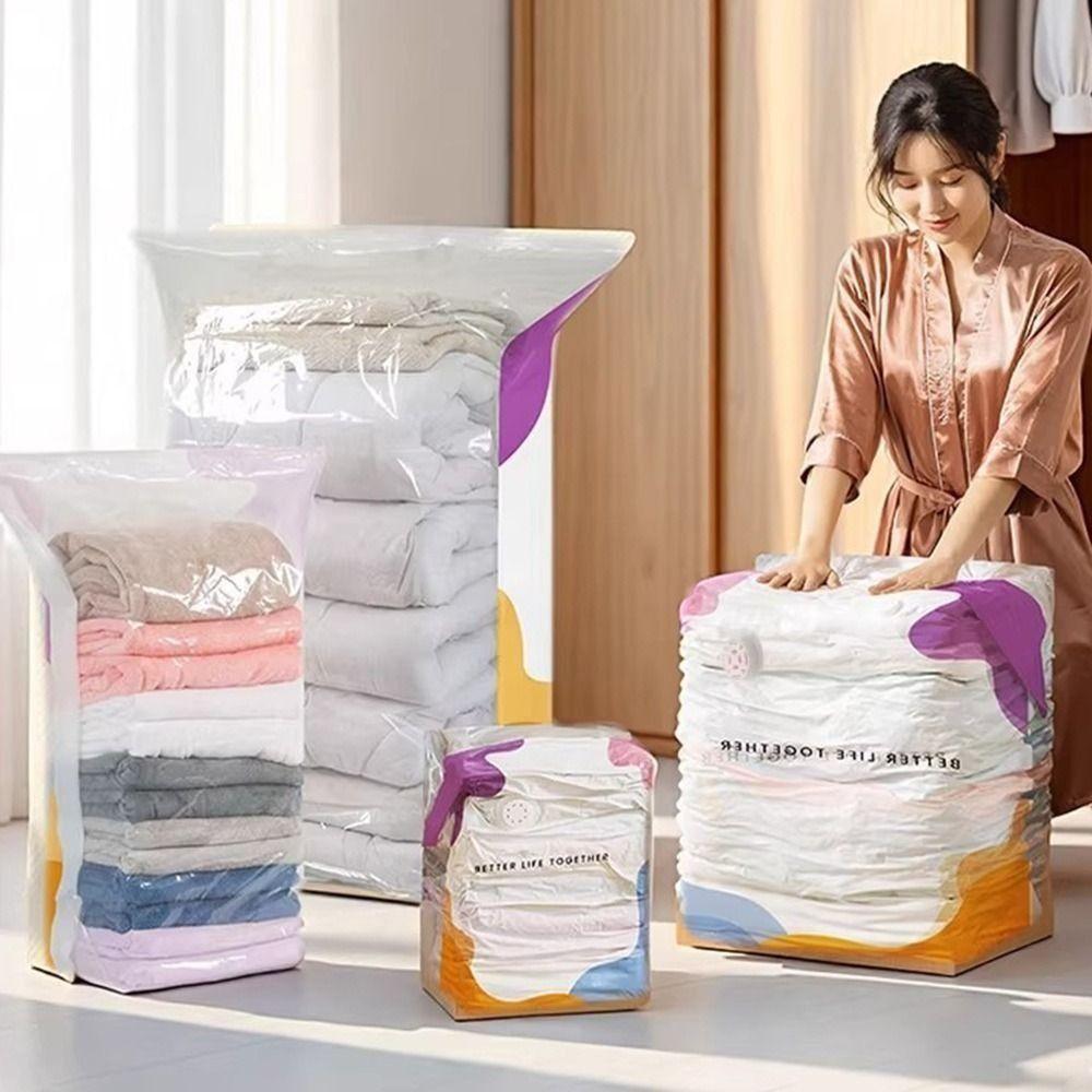 No Pump Vacuum Storage Bags Dust-proof Clothes  Blankets Organizer  Travel Accessories