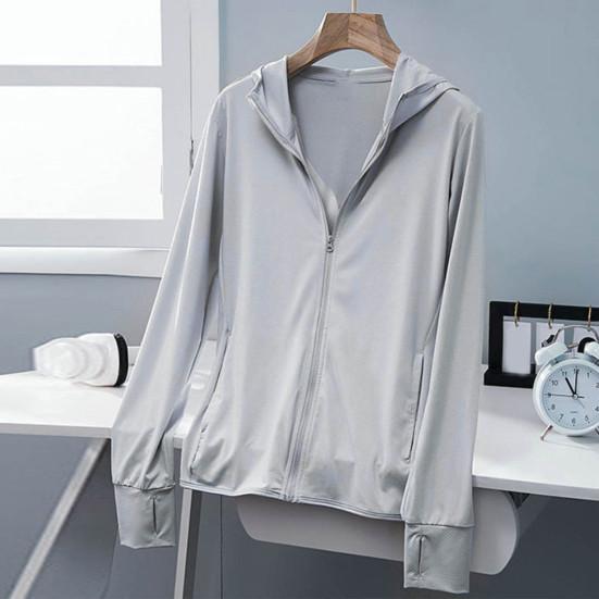 Kadın Güneş Koruma Anti-UV Ceket Bisiklet Açık Uzun Kollu Kapşonlu Fermuar