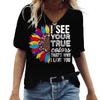 Verão Manga Curta Decote V Nova Blusa Camiseta Casual Feminina Girassol Estampa 3D