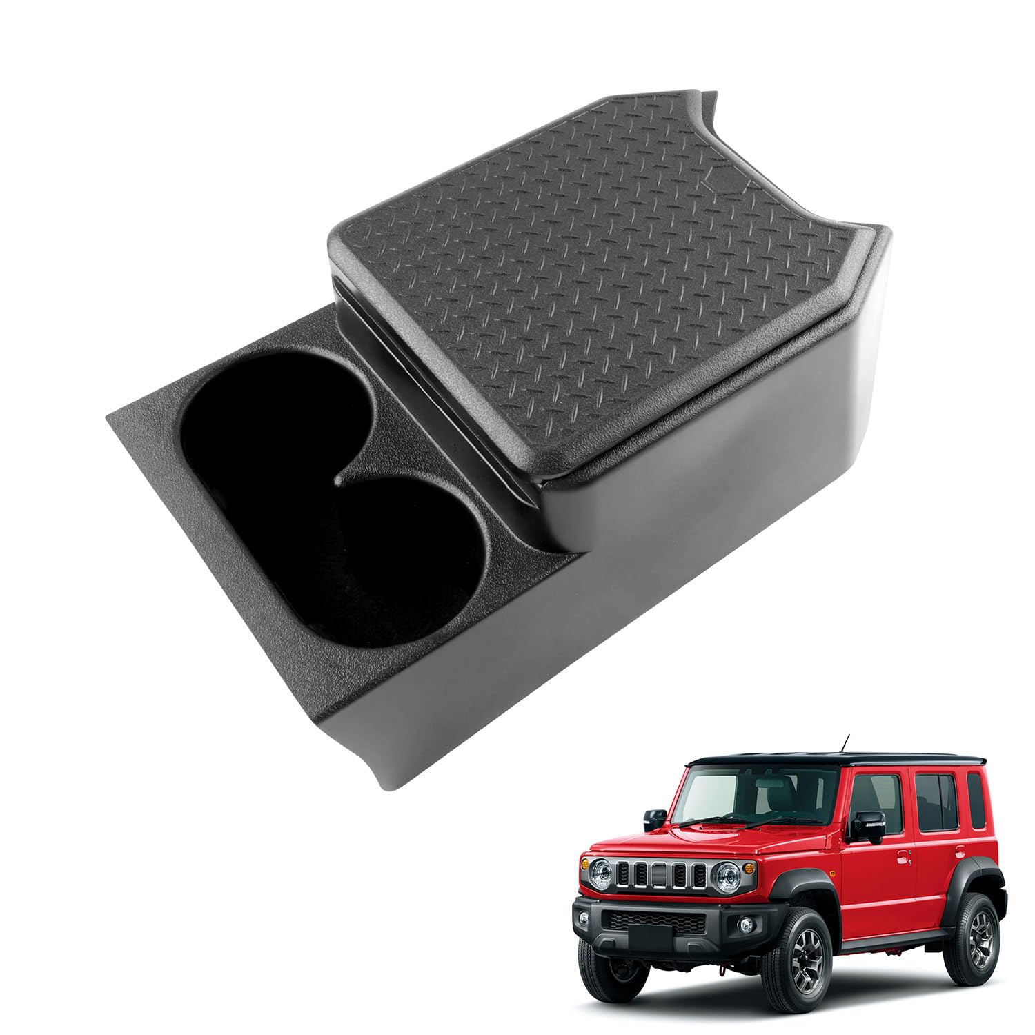 

Coleya Rear Console Box for Jimny Nomad JC74 Includes Drink Storage Tray with Easy Car Accessories (5-Door) 2024~, Holder, 2-in-1 Lid, Non-Slip, чёрный