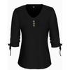 Spring and Summer New Solid Color Jacquard Button Long-sleeved Straps Hollow Loose T-shirt Top