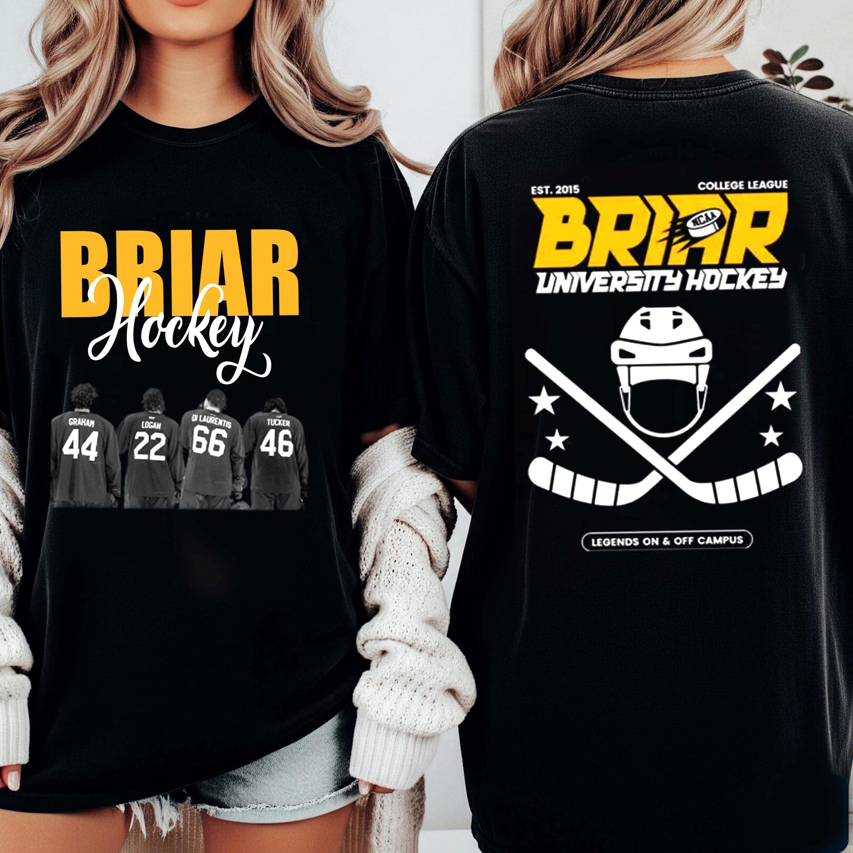 Off Campus Briar University Back Shadow Graphics Unisex Shirt Men s Women s  Cotton O-neck Retro Ice Hockey Jersey T-shirt Daily Wear Cool Top 4XL
