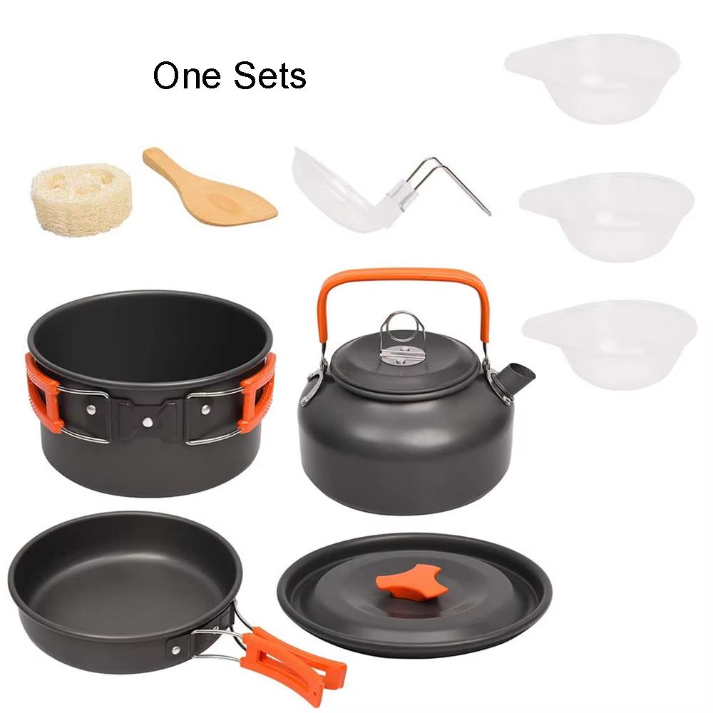 Camping Cookware Kit Outdoor Cooking Set Aluminum Pot Equipment Travel Tableware Kitchen for Hiking Picnic BBQ