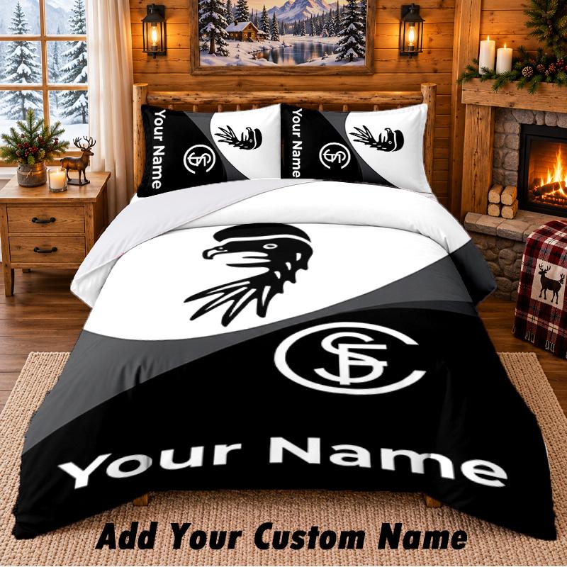 SC Freiburg FC Pattern Bedding 3Pcs Set Custom Name, Bed Sheet And Pillowcases For Home Bedroom