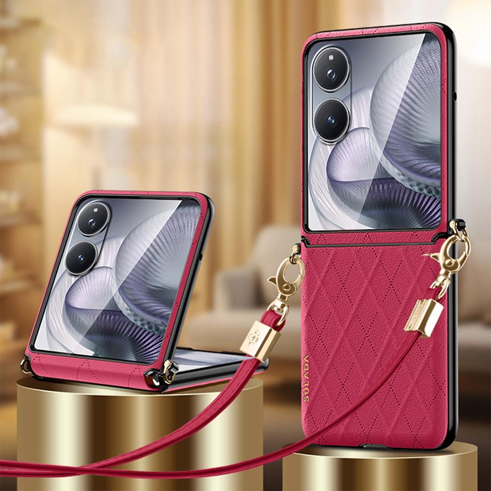 SULADA Pro Xiaomi Mix Flip 2 Pouzdro Kosočtvercové Kožené+PC Kryt na Telefon s Ramenním Popruhem