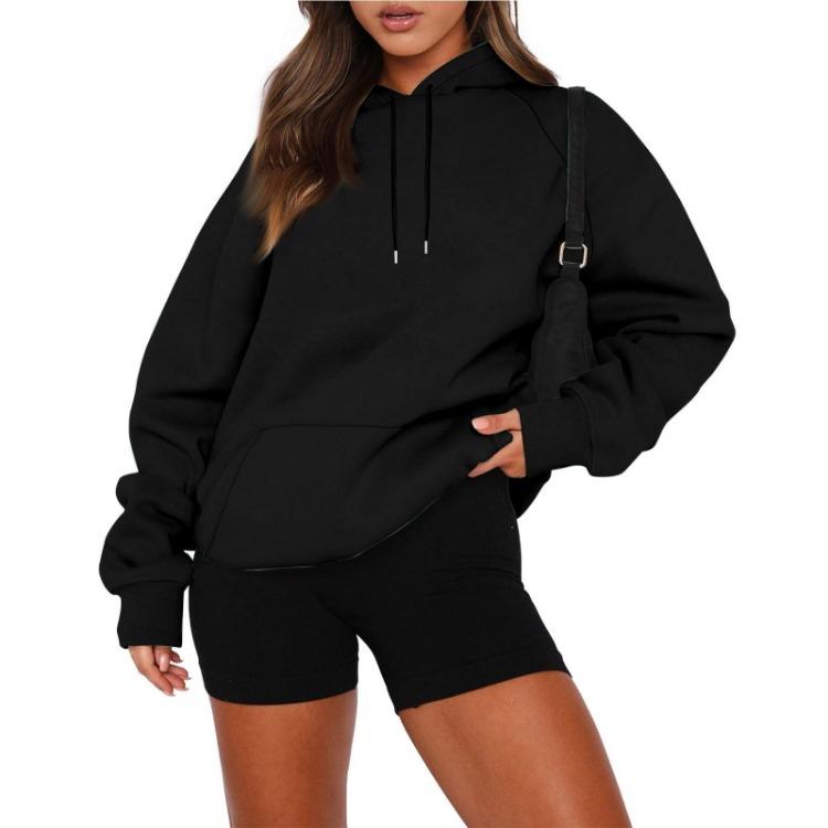 Hooded Premium Pullover Women's Thickened Casual Autumn Solid Color Long Sleeve Fashion Velvet