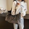 2025 casual shoulder large capacity retro washed canvas bag shopping bag simple and light commuter handbag