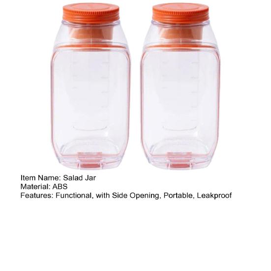 Salad Jar with Side Opening Vertical Layering Salad Container with Leakproof Dressing Compartment Portable Salad Jar for Meal Prep Lunch Travel Office