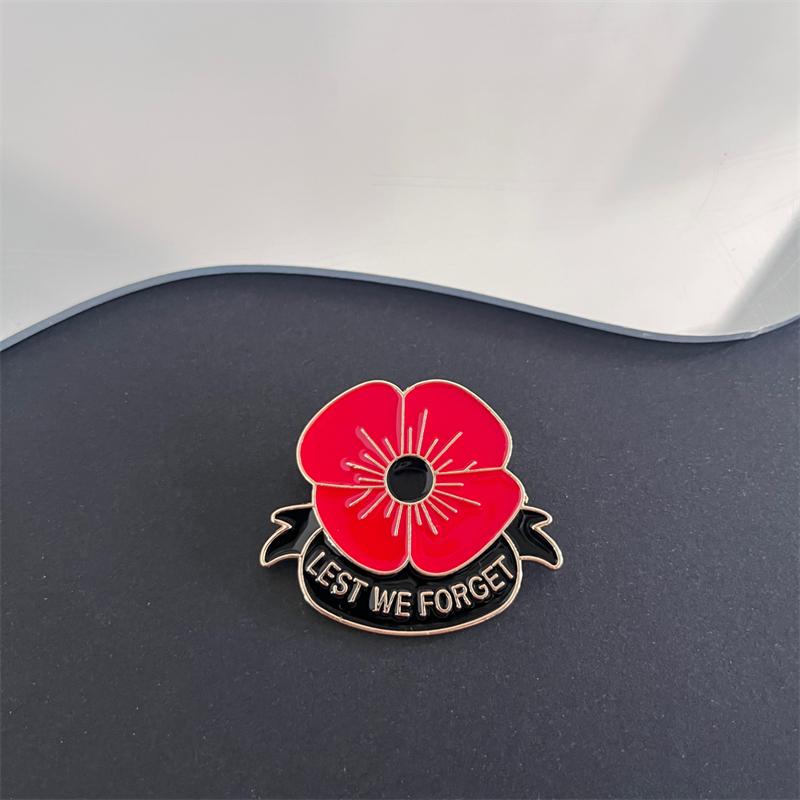 Women's brooches red black flower brooch for clothing fashion accessories lest we forget