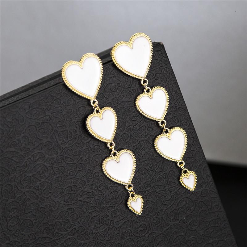 Long Earings White Red Heart Love Enamel Drop Dangle Earrings For Women Fashion Jewelry Korean Statement Party Pendientes Mujer