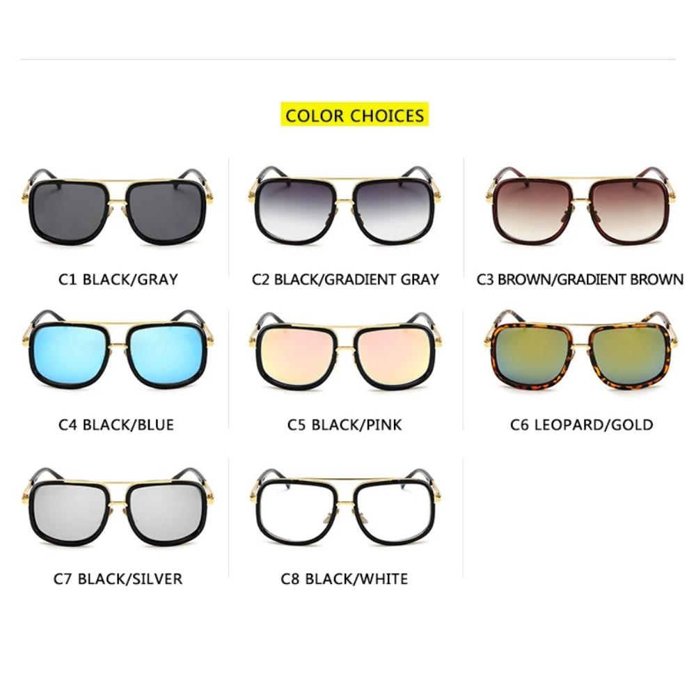New Fashion Big Frame Sunglasses Men Square  Metal Sun Glasses Women Retro Sun Glasses Vintage High Quality Gafas Oculos De Sol