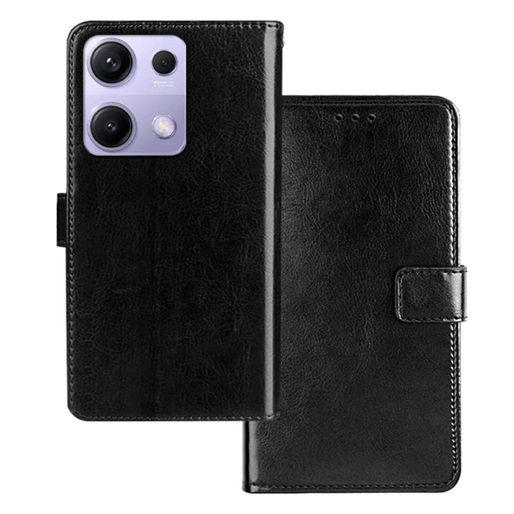 

IDEWEI For Xiaomi Redmi Note 14S 4G Case Wallet Leather Phone Cover Crazy Horse Texture Black