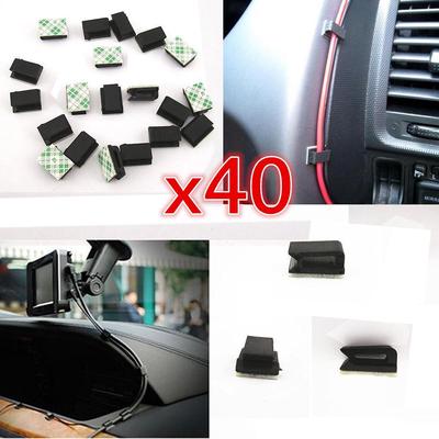 AutoE 40Pcs Car Vehicle Data Cord Cable Tie Mount Wires Fixing Clips Self-Adhesive
