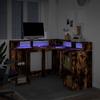 Birou Cu Iluminare LED, Stejar Afumat, 130X130X91 Cm