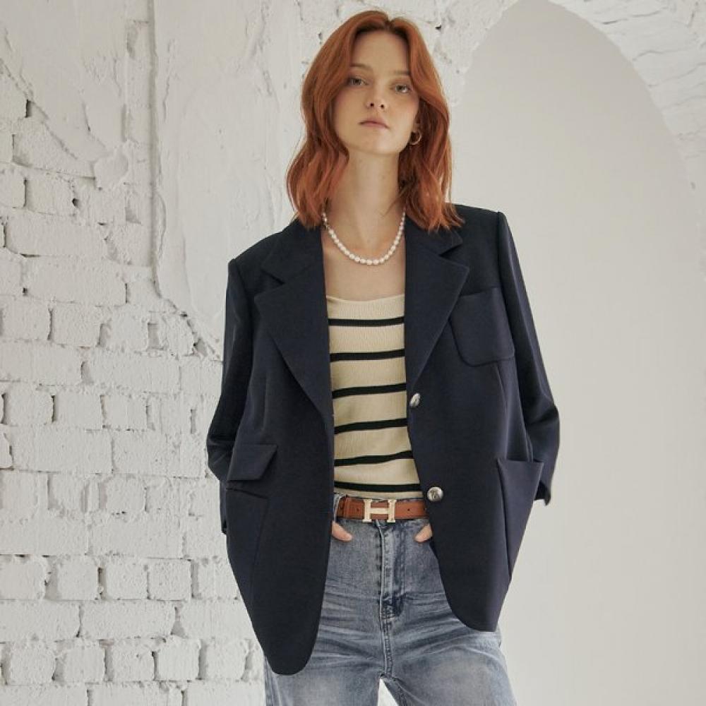 

Maxza Single Breasted 3 4 Sleeve Two Button Jacket Cd05qj301on navy/FREE