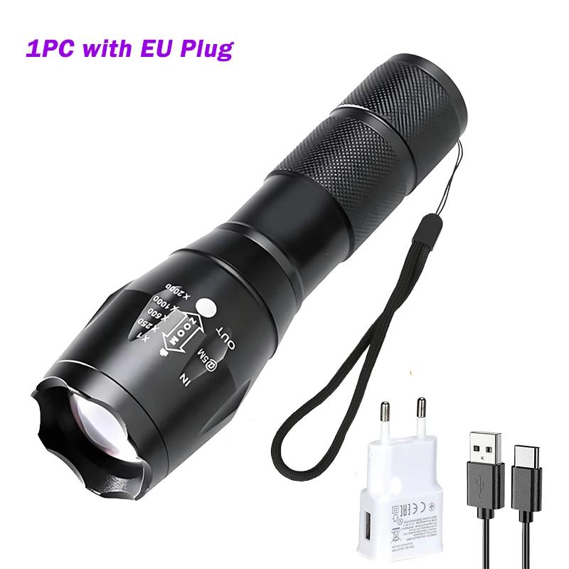 2 In 1 Ultraviolet Flashlight Purple White Dual Light Zoomable Torch Built In Battery Recharge Scorpion Hunting UV Flashlights