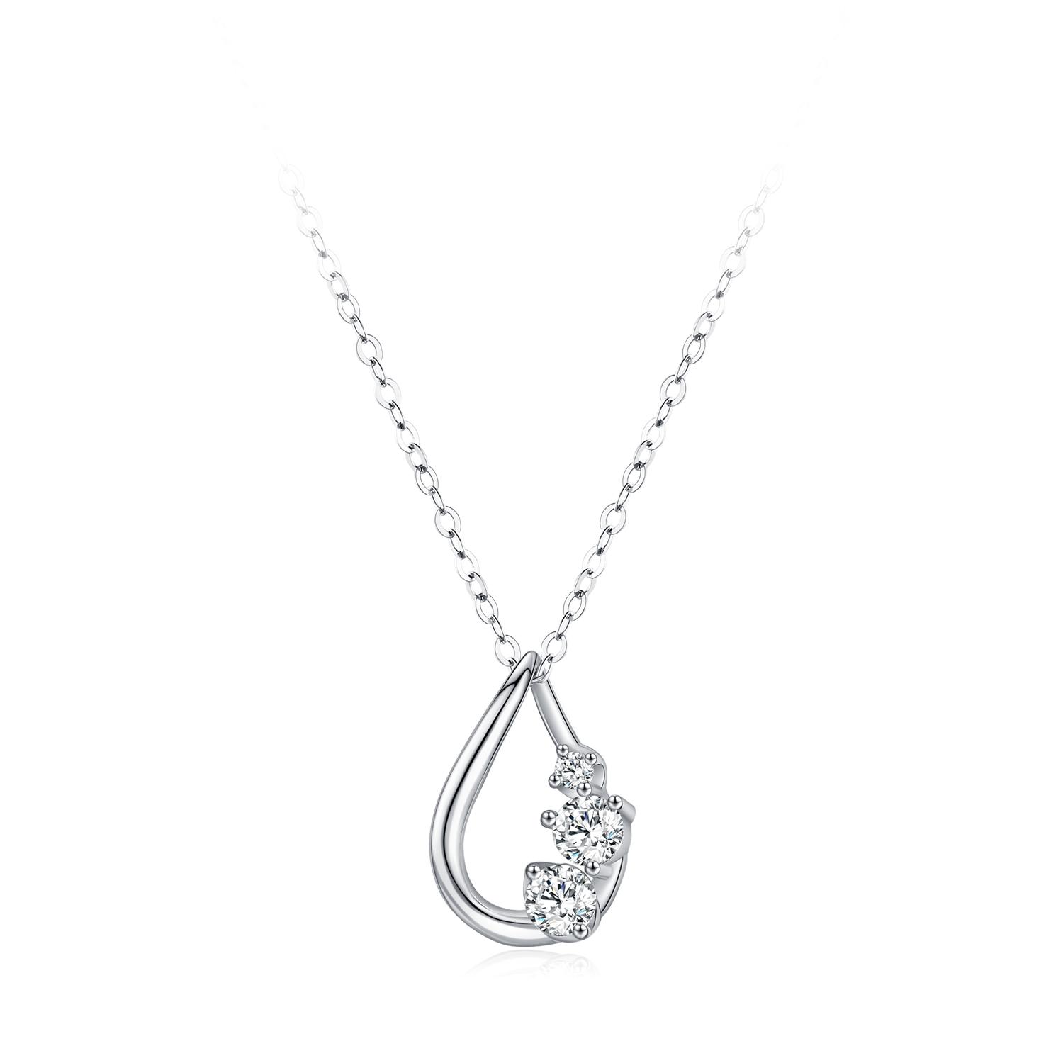 Ailmay Exquisite 925 Sterling Silver Necklace Waterdrop Shaped Pendant with Cubic Zirconia Elegant Lady Necklace Jewelry серебряный
